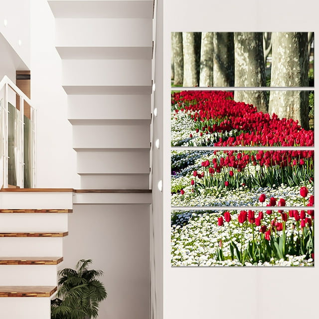Wild Tulip Flowers in Forest Pasture - Floral Canvas Art Print