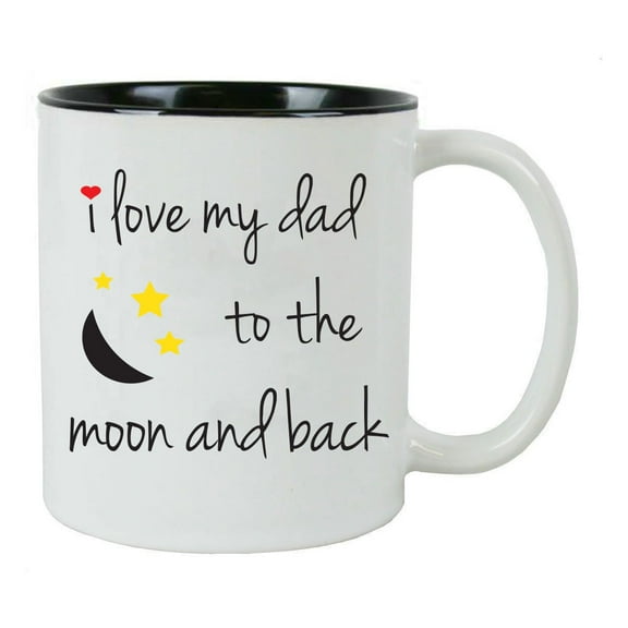 I Love My Dad to the Moon and Back 11-Ounce Ceramic Coffee Mug, Black