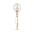 thumbnail image 3 of Angara South Sea Cultured Pearl Reverse Tapered Shank Ring in 14K Rose Gold for Women | June Birthstone Jewelry for Her, 3 of 8