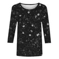thumbnail image 4 of qucoqpe Womens Sequin Tops 3/4 Sleeve Crew Neck Sparkling T-shirts Fashion Casual Loose Blouses, 4 of 5