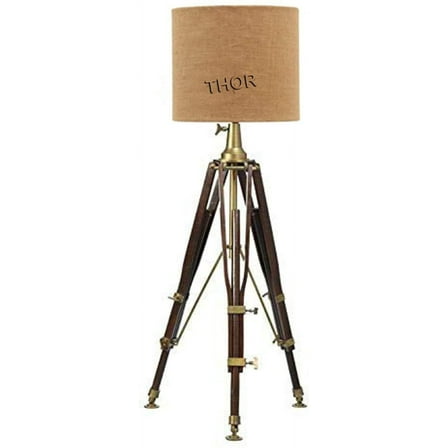 Thor Instruments Antique Nautical Vintage Wooden Tripod Floor Lamp Without Shade Home Decor