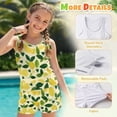 thumbnail image 6 of Xoenoiee Lemon Heart Leaves Print Girls Swimsuit 2 Piece Tankini Set Girls Sleeveless Swimwear Swim Shorts Hawaiian Skin-friendly Bathing Suit for Teen Girls, 10-11 Years, 6 of 7