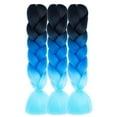 thumbnail image 5 of Ombre Blue Braiding Hair Extensions 24 Inch 3 Packs Synthetic High Temperature Jumbo Braiding Hair Twist Crochet Braids Hair for Women, 5 of 6