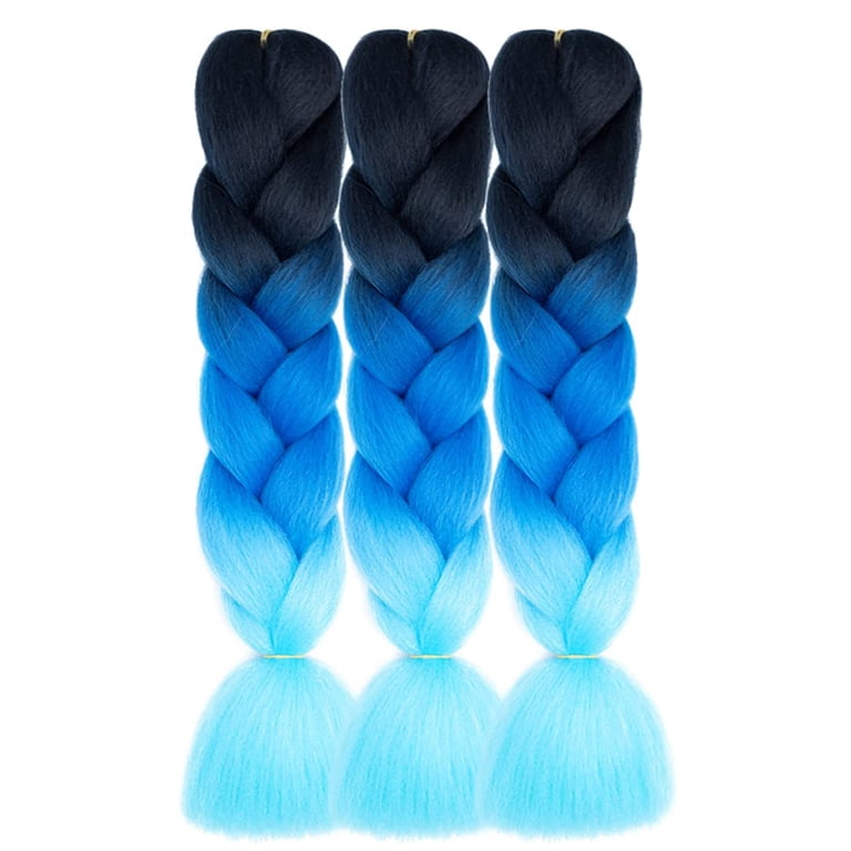 Ombre Blue Braiding Hair Extensions 24 Inch 3 Packs  display picture 1