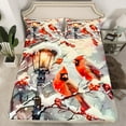 thumbnail image 2 of Manfei Christmas Bird Robin Bed Sheets for Kid, Winter Flower Plant King Sheets, Countryside Sheet Set, Breathable Home Decor, 4pcs, 2 of 7
