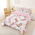 thumbnail image 3 of jejeloiu Pink Cowgirl Boot Bow Full Size Comforter Sets Kids,Cute Western Print Bedding Sets,Reversible,3-Piece, 3 of 8