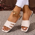 thumbnail image 6 of HomeDM Women's Square Toe Flats Sandals Summer Comfortable Dressy Beach Sandals for Casual Vacation, Beige Size 9.5, 6 of 8