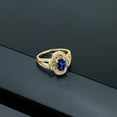 thumbnail image 4 of Gem Stone King 1.97 Ct Oval Blue Created Sapphire 18K Yellow Gold Plated Silver Women's Split Shank Statement Ring (Size 8), 4 of 4
