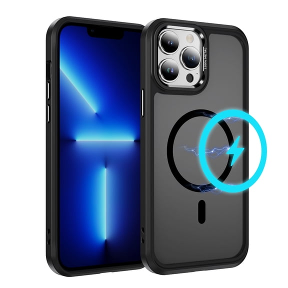 Dteck for iPhone 13 Pro Max Case with Magnetic, Compatible with MagSafe, Military Drop Protection Slim Translucent Matte Shockproof with Anti-Fingerprint Phone Case,Black