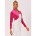 thumbnail image 3 of DARING DIVA Women's Velvet Open Front Cropped Bolero Cardigan S Hot Pink, 3 of 6
