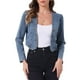thumbnail image 1 of Chaqueta de mezclilla recortada INSPIRE CHIC para mujer, bolero casual sin cuello y de frente abierto XS Azul Polvoriento, 1 of 6