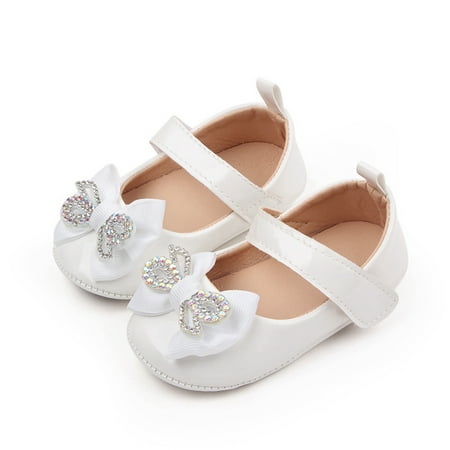 

Baby Girls Mary Jane Flats with Bowknot First Walkers Infant Princess Wedding Christmas Leather Shoes