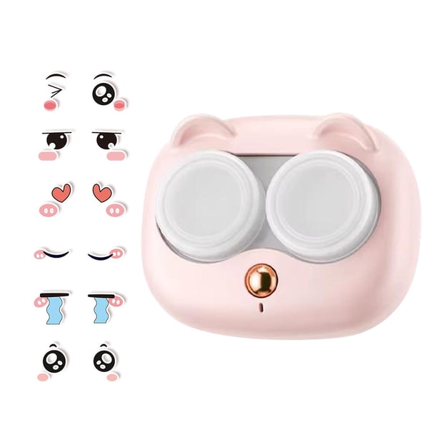 Estuche organizador de lentes automático con pegatinas, ligero y multifunción. Rosa