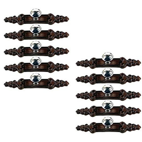 Urbalabs Cast Iron Crystal Glass Knobs Kitchen Cabinet Handles and Drawer Pulls Antique Country Home Rustic Decor Farmhouse Cabinet Handle Floral Western Dresser Pulls (10, Classic Cast Iron)
