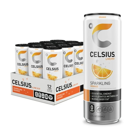 CELSIUS Sparkling Orange, Functional Energy Drink 12 fl oz Can (Pack of 12)