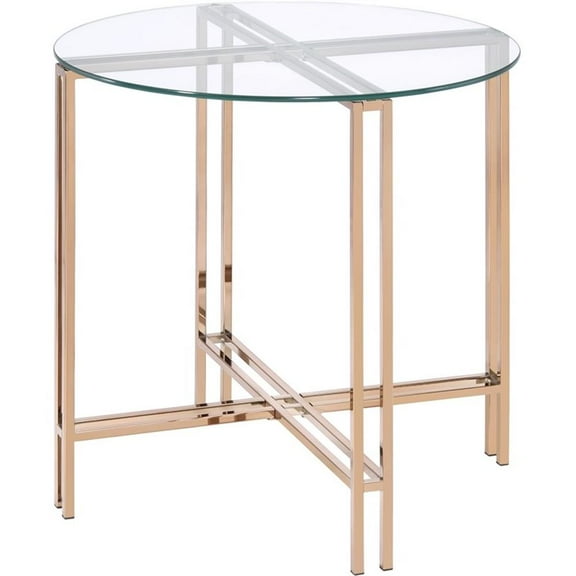 Bowery Hill Contemporary End Table in Gold and Champagne Finish