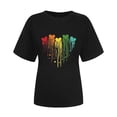 thumbnail image 4 of Otvok Womens Short Sleeve Tops Rainbow Moon Heart Print Casual Round-Neck Blouse T-Shirt, 4 of 6