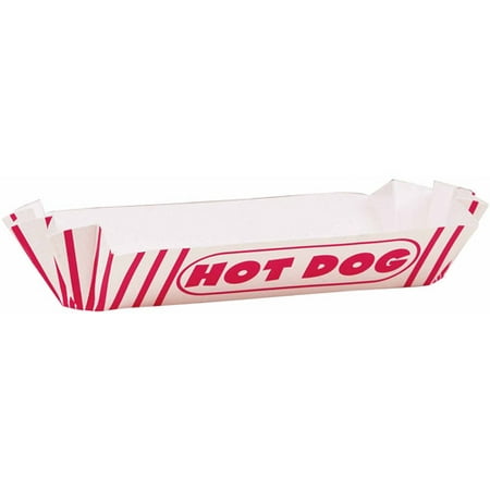 Red Striped Paper Hot Dog Trays, 8ct