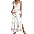 thumbnail image 2 of Mceream Boho Dresses for Women Plus Size 2026 Casual A Line Spaghetti Strap V Neck Maxi Sundress Side Split Silk Floral Graphic Dresses Beach Vacation Clothes Multicolor XL, 2 of 8