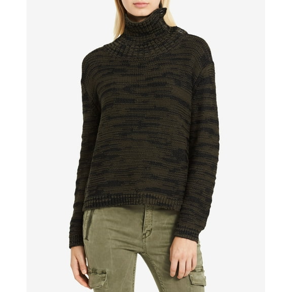 Calvin Klein Jeans Snap Collar Turtleneck Sweater Black M