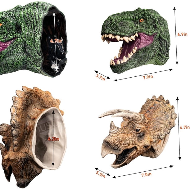 Marionnette à La Main De Dinosaure - Jouet Tête, Marionnette Flexible | Gants Réalistes Pour Enfants, Jeu Rôle Du Caoutchouc Doux, Animaux Éducatifs Filles, Fête Complean