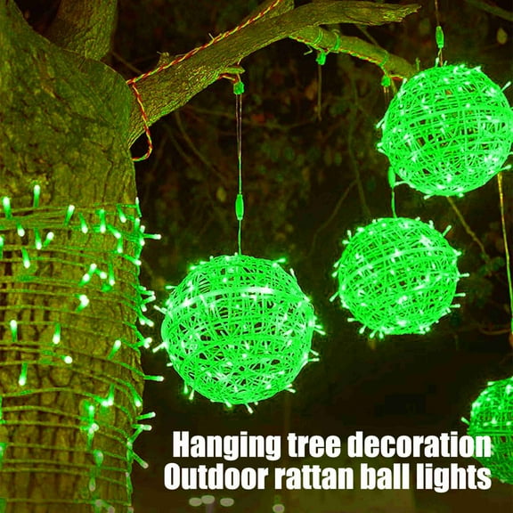 Eespoir Christmas String Lights Outdoors, Solar Powered Hanging Tree Light, Watertight Garden Decor Ball Light, for Home, Party, Christmas, Porch Patio,Wedding, Garden,Tree Decor