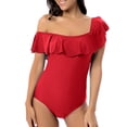 thumbnail image 3 of Csndyce off Shoulder One Piece Swimsuits Women Bathing Suits Tummy Control Sexy Halter Bikini Female, 3 of 5