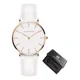 thumbnail image 1 of Relojes analógicos de cuarzo y cuero Hannah Martin, correa de color blanco/rosa, 1 of 8