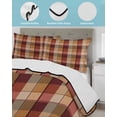 thumbnail image 4 of Quilts Twin Size Bedding Set, Red Brown Plaid Lightweight Quilted Comforter, Modern Abstract Ombre Gingham Checkered Soft Reversible Bedspread Coverlet with Pillow Covers for All Season, 68" x 86", 4 of 7