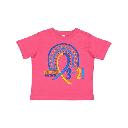 

Inktastic 3-21 World Down Syndrome Day Blue and Yellow Rainbow Ribbon Gift Toddler Boy or Toddler Girl T-Shirt