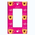 thumbnail image 2 of Metal Light Switch Wall Plate Outlet Cover (Coffee Espresso Mocha Cup Heart Pattern Pink - Single Rocker), 2 of 2