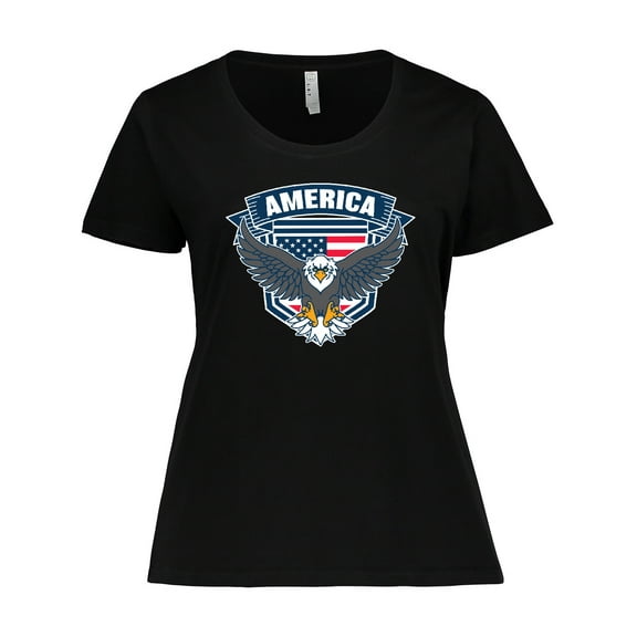 Inktastic America with Eagle Shield and Banner Women's Plus Size T-Shirt