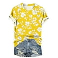 thumbnail image 7 of Yuwull Womens Tops Going Out Tops For Women Women Vacation Style Floral Print Round Neck Short Sleeved T-Shirt Womens Plus Size Tops On Clearance13M, 7 of 7