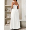 thumbnail image 2 of White V-Neck Spaghetti Strap Plisse Slip Maxi Dress For Women, 2 of 7