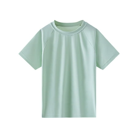 Xijirk Girls Shirts Boys Rash Guard Short Sleeve Swim Shirt UPF 50 Plus Sun Protection Sports Fishing Surf Water Beach Tee for Girls Water Boys Shirts 9-10 Years Green