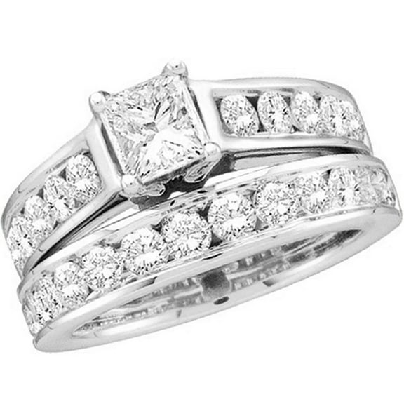 Dazzling Rock 2.00 Carat Diamond Bridal Engagement Ring Set, 14K White Gold, Size 5.5