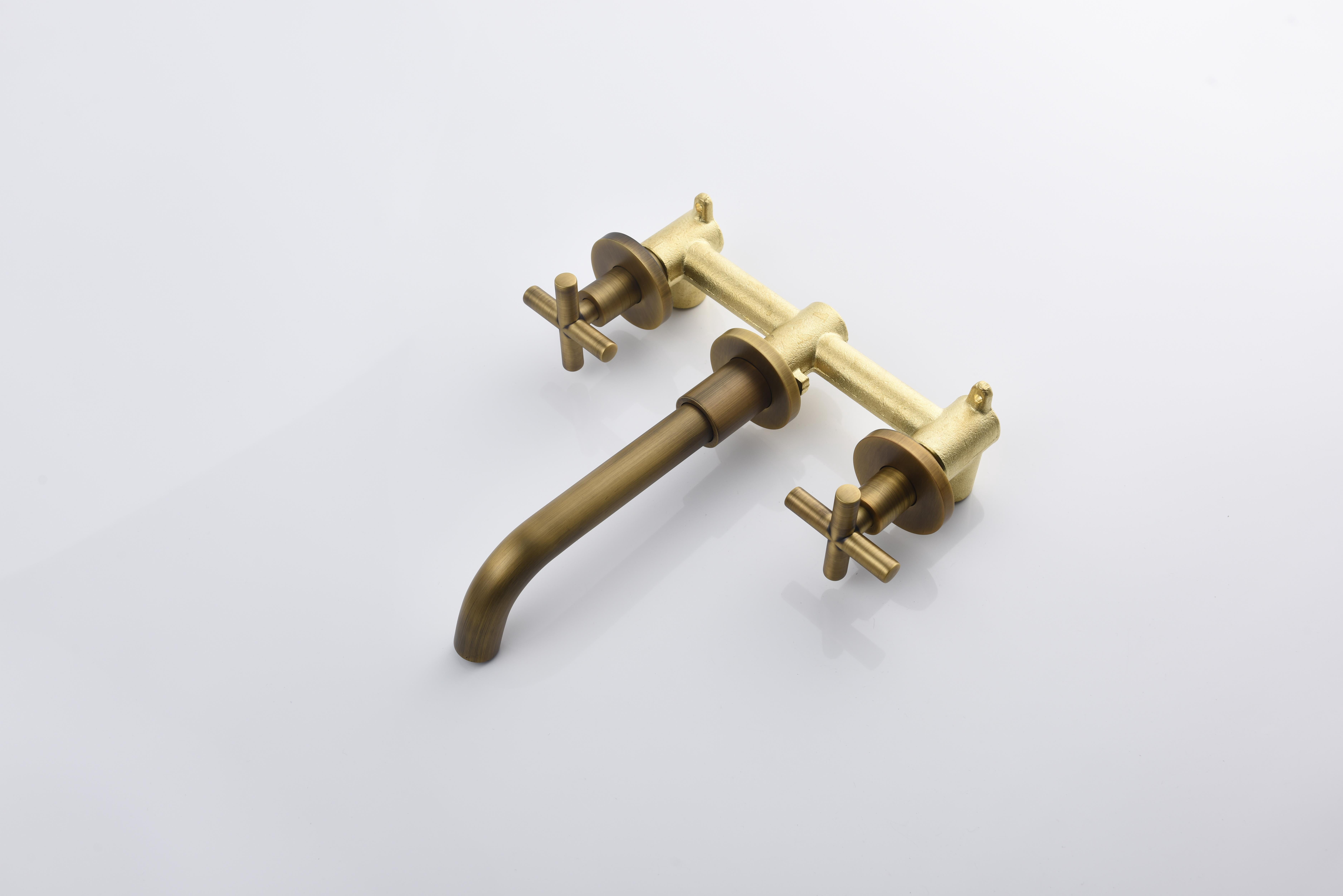 Wall Mounted Bathroom Sink Faucet with Pop-Up Drain (No Overflow)