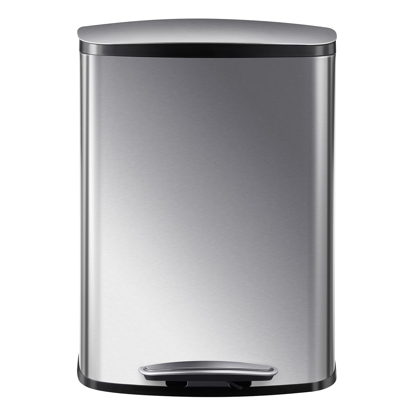 Ataucjin 13 Gal Pedal Kitchen Trash Can, 50L Heavy Duty Hands-Free Stainless Steel Garbage Can, Commercial Brushed Stainless Steel Step Waste Bin for Bathroom Bedroom Home Office