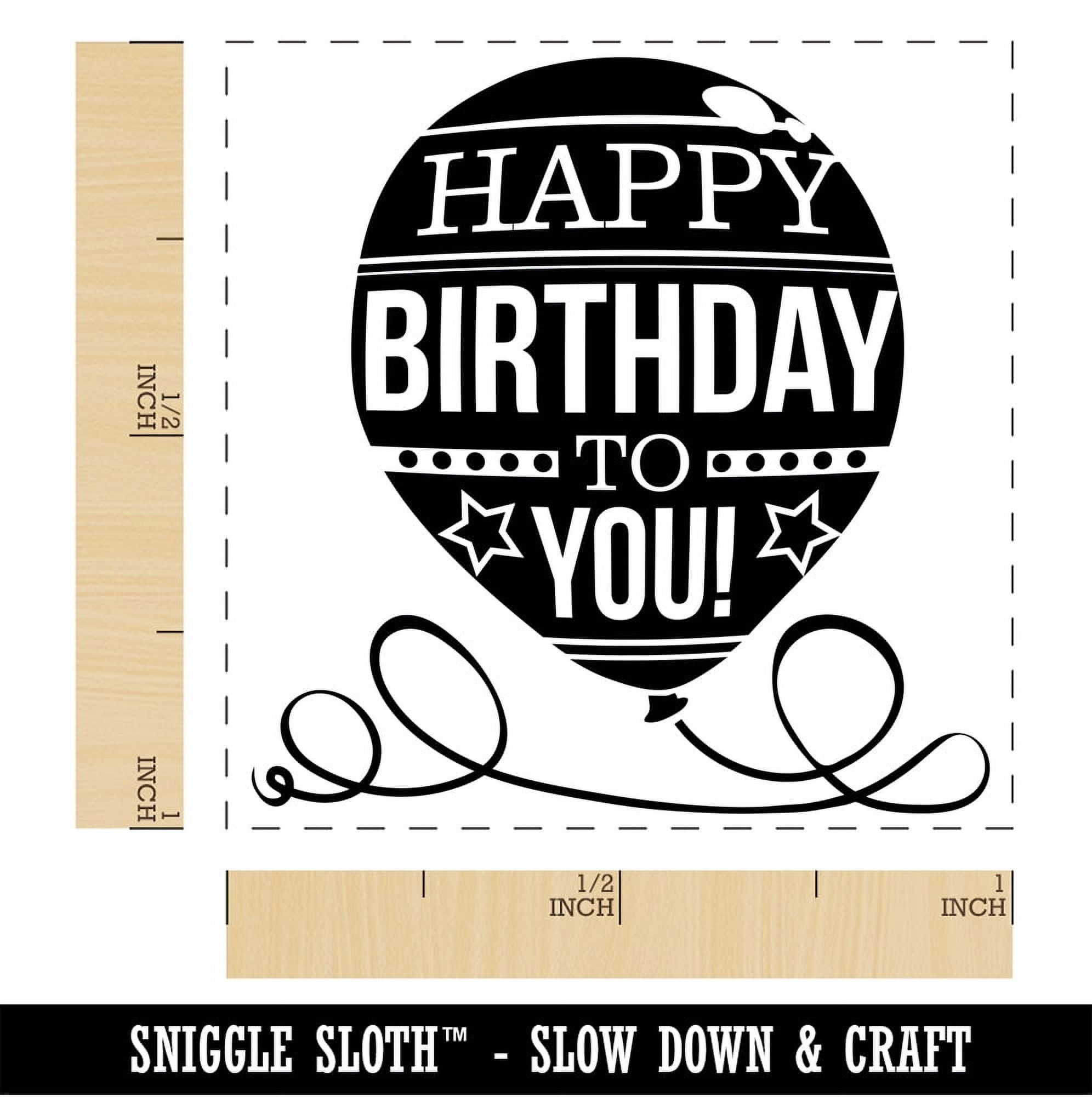 Happy Birthday to You Balloon Self-Inking Rubber Stamp Ink Stamper - Fuchsia Ink - Small 1 Inch