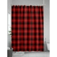 thumbnail image 4 of Fsddascl Red Black Plaid Shower Curtain Set - Small 36" x 72" Washable Bathtub Curtain with 12 Hooks, Vintage Farmhouse Abstract Buffalo Check Waterproof Fabric Stall Shower Curtains for Bathroom, 4 of 5