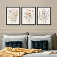 thumbnail image 3 of PixonSign Framed Canvas Print Wall Art Set - Multicolor Wildflowers Poster Art - Set of 3 Watercolor Nature Wilderness Floral Botanical Vintage Wall Décor for Living Room - 12"x16" Black, 3 of 5
