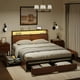 thumbnail image 1 of Bed frame with storage headboard and 4 drawers LED light metal platform noiseless mattress base with sturdy metal slats support My Lux Decor Round, 1 of 9