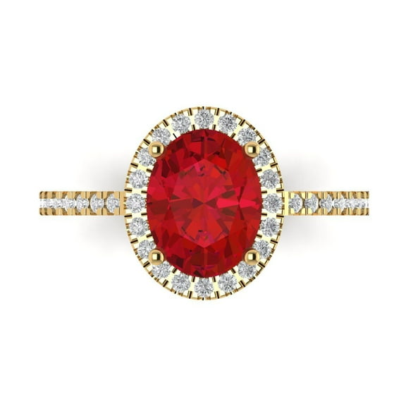 Solitaire with Accents Engagement Ring for Women - 2.27ct Simulated Pink Tourmaline in 14K Yellow Gold Promise Ring