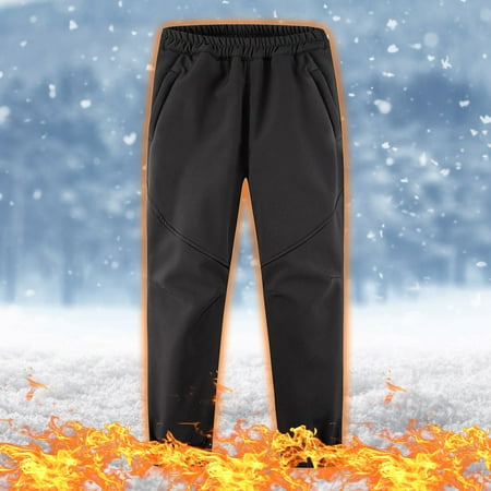 Lilgiuy Boys Girls Fashion Plush Solid Color Keep Warm Windproof Water Proof Outdoor Hiking Ski Pants for Home Leisure