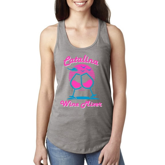 Catalina Wine Mixer Island Prestige Movie| Womens Pop Culture Jersey Racerback Tank Top, Heather Grey, Medium