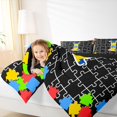 thumbnail image 4 of Catabedysis Cute Alphabet I 7 Pieces Full Size Bedding Sets,Puzzle Grid Pattern Full Size Bed in a Bag,Black Reversible For Girls, 4 of 7