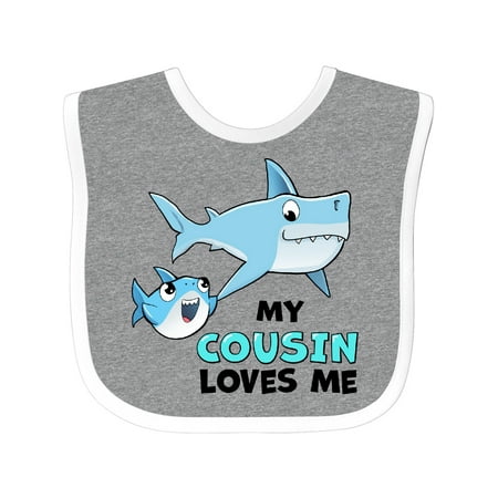 

Inktastic My Cousin Loves Me with Cute Sharks Gift Baby Boy or Baby Girl Bib