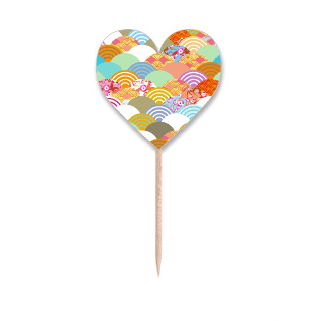 Geometría escama Flores patron de Japón Etiqueta del corazón de la bandera del palillo de dientes