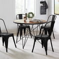 thumbnail image 4 of Devoko Metal Indoor-Outdoor Chairs Distressed Style Kitchen Dining Chairs Stackable Side Chair with Back Set of 4 (Red), 4 of 4
