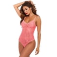 thumbnail image 3 of Women Floral Embroidery See Through Comfortable Bodysuit Plus Size, 3 of 5